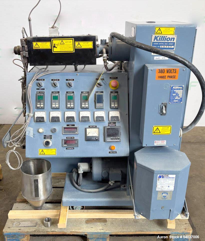 Pre-Owned Killion KL-075 Single Screw Extruder – Electrically Heated, Air-Cooled