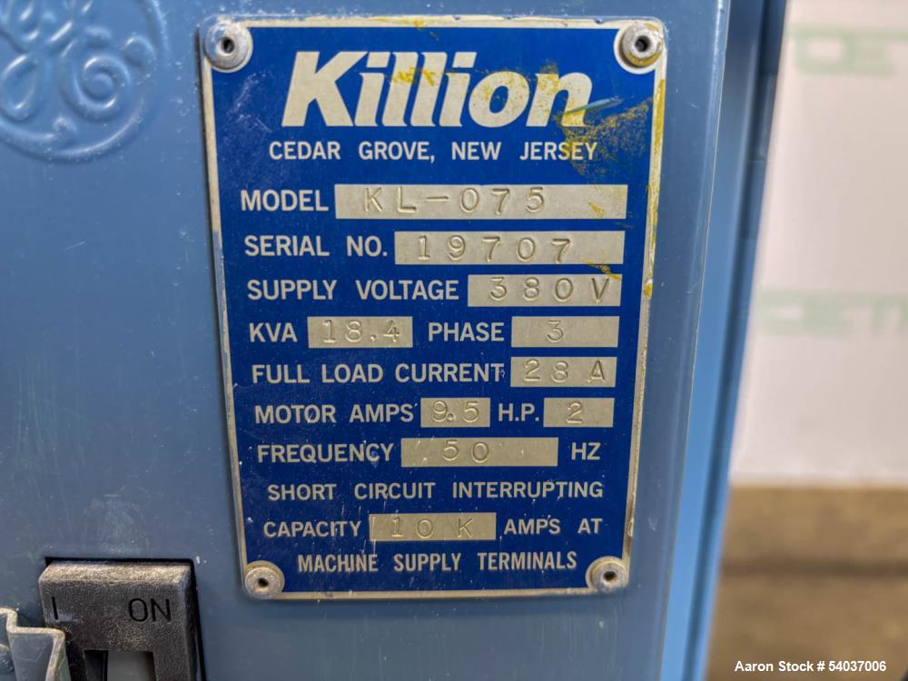 Pre-Owned Killion KL-075 Single Screw Extruder – Electrically Heated, Air-Cooled