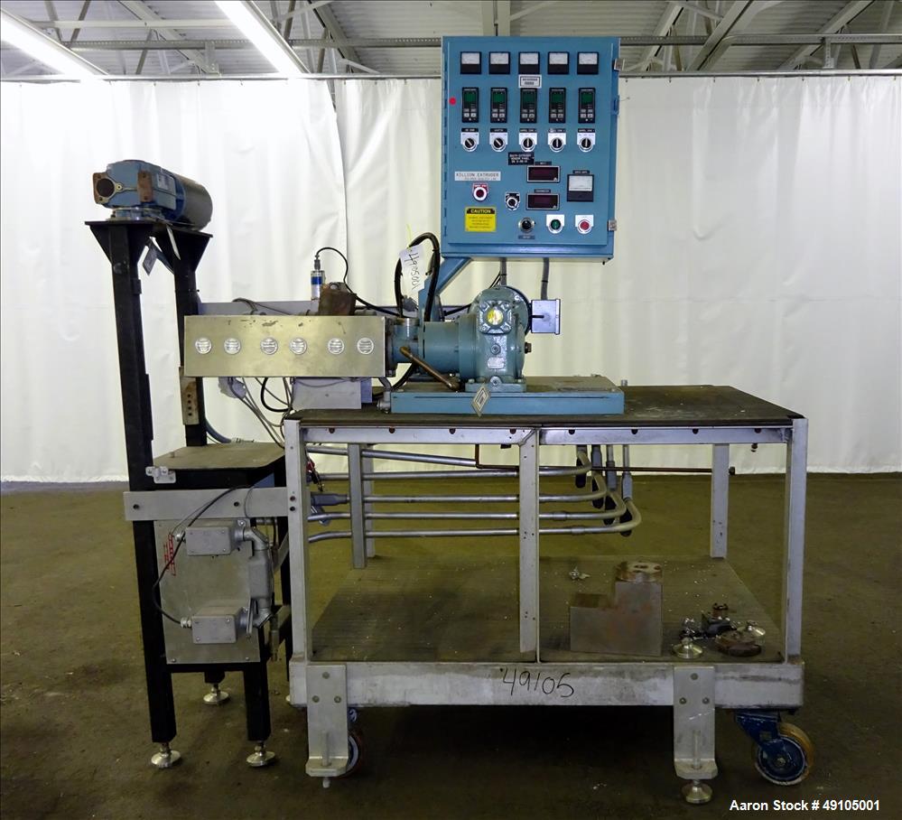 Used- Killion 1" Diameter Single Screw Extruder.