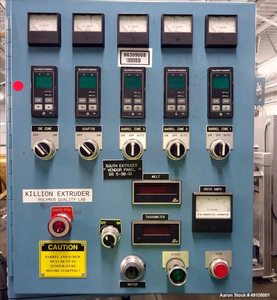 Used- Killion 1" Diameter Single Screw Extruder.