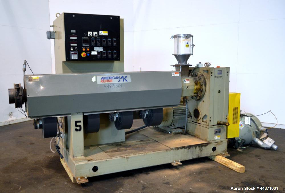 Used- American Kuhne 3-1/2" Single Screw Extruder, Model AK 350 24:1 A/C EXT.  Approximately 24 to 1 L/D ratio. Electrically...