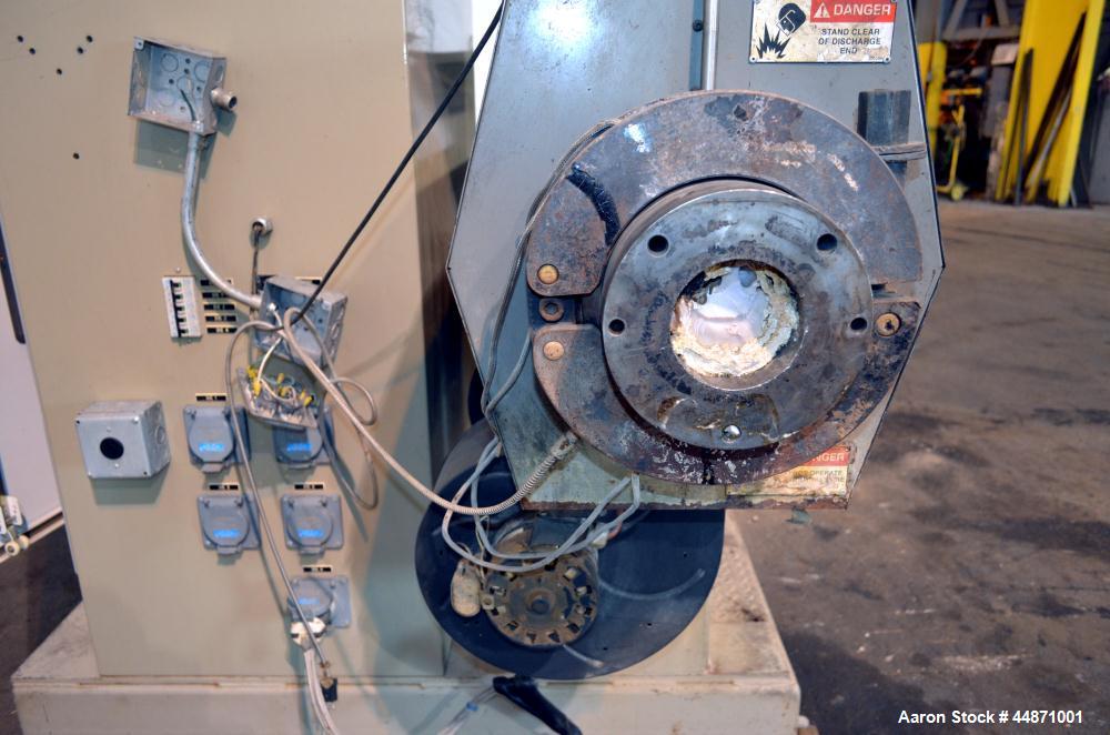 Used American Kuhne 3-1/2" Single Screw Extruder, Model AK 350 24:1 A/C EXT.  Approximately 24 to 1 L/D ratio. Electrically heated, air cooled 4 zone non-vented barrel, water cooled feed throat with ...