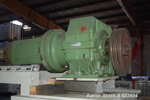 USED: Macchi 60mm single screw extruder, type K8UT-TR. Driven by a 74.5 kW motor. Includes 2 dose units. Excludes control panel.