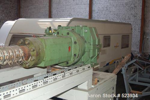 USED: Macchi 60mm single screw extruder, type K8UT-TR. Driven by a 74.5 kW motor. Includes 2 dose units. Excludes control panel.