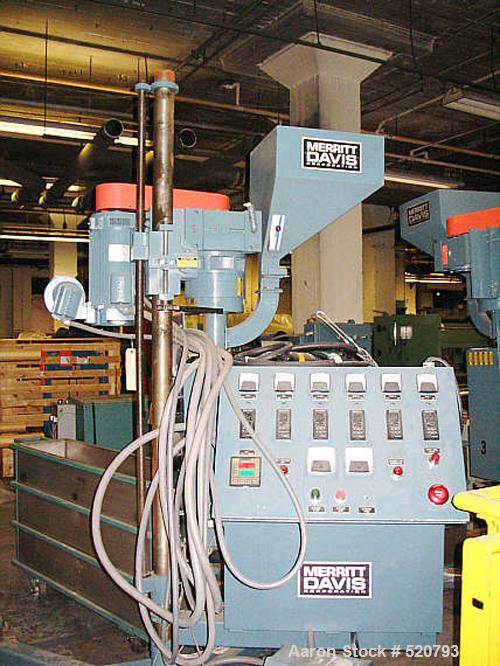 USED: Merrit Davis 1.5" diameter pedestal extruder, 24:1 L/D ratio,air cooled, 17.1 gearboxes, 10 hp AC drive variable speed motors.Unit is equipped with a control. Low hours machine built in 1995.