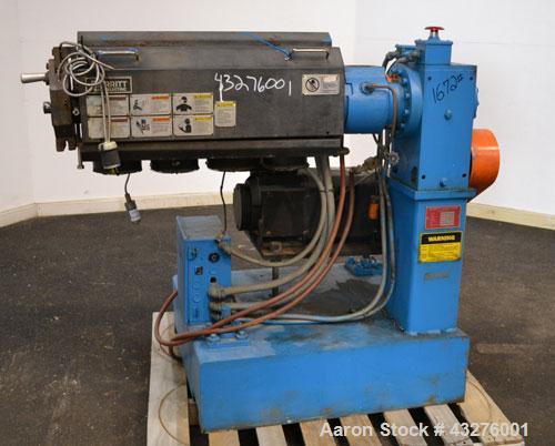 Used Merritt Davis 1-1/2” Single Screw, Model A/C MX. Approximate 24 to 1 L/D ratio. Electrically heated, air cooled 4 zone non-vented barrel, approximate 42" centerline height. Water cooled feed thr...