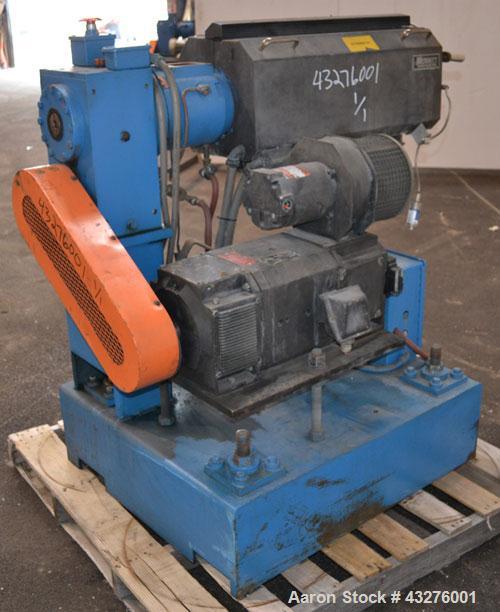 Used Merritt Davis 1-1/2” Single Screw, Model A/C MX. Approximate 24 to 1 L/D ratio. Electrically heated, air cooled 4 zone non-vented barrel, approximate 42" centerline height. Water cooled feed thr...