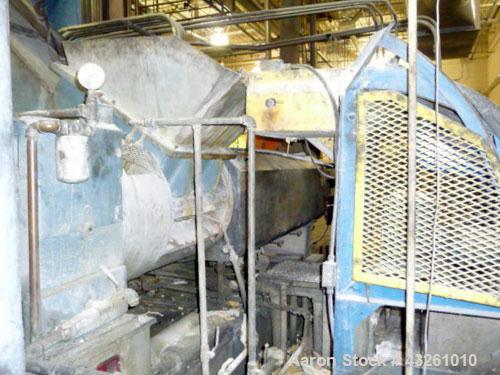 Used Merritt Davis 8" Hot Feed Extruder, approximate 12 to 1 L/D ratio. Electrically heated, water cooled. Vented/plugged barrel, 103’’ long. Oversize feed throat, 34’’ x 29’’ with a ram assist. Extr...