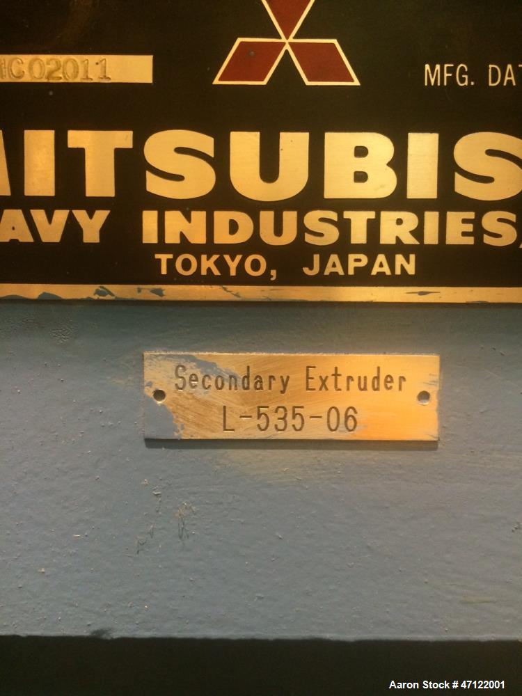 Used Mitsubishi Heavy Industries Tandem Extruders. Max: 9500 PPH. Operating: 8250 PPH. Consists of: Primary Extruder, Model: ME-250. Screw diameter: 250MM, L/D: 17, UB screw, screw speed 20.7-271 rpm...