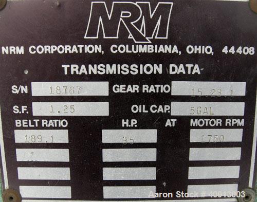 Used NRM 2 1/2" Single Screw Extruder, Model 2.5-24:1 PMIVRH/ACNVTD. Approximate 24:1 L/D ratio. Eletrically heated, air cooled 4 zone non-vented barrel. Water cooled feed throat, no hopper. Approxim...
