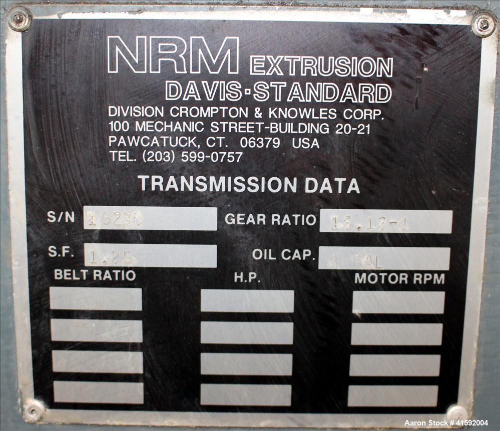 Used NRM/Davis Standard 3-1/2" Single Screw Extruder, Model Pacemaker III 35PMI