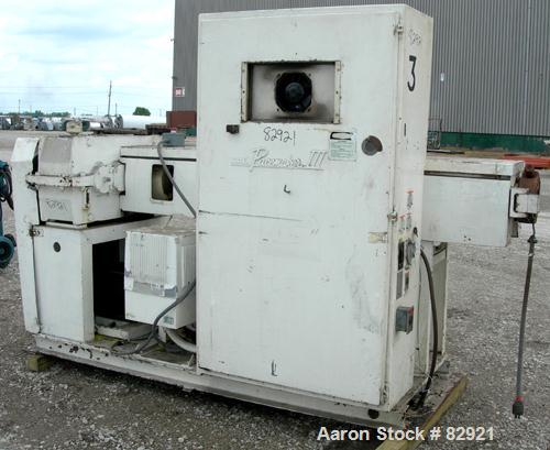 USED: NRM 2-1/2" single screw extruder, model Pacemaker III. Approx 30:1 L/D ratio, requires screw. Electrically heated, water cooled (no system), 4 zone non-vented barrel. Water cooled feed throat, ...