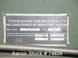 USED: NRM extruder, model PM70. 6" screw diameter, 24:1 L/D ratio. Electrically heated, water cooled, non-vented. Reconditioned in 1986. 6 barrel zones. 200 hp DC motor drive thru 25.06:1 gearbox rat...
