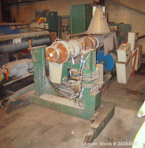Used- NRM/Bridge 4-1/2" single screw extruder, 30:1 L/D ratio. 6 zone, non-vented barrel. Electrically heated, water cooled ...