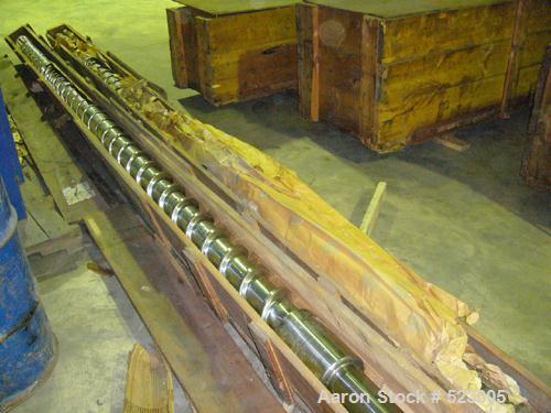 USED: NRM 6" extruder, 32:1 L/D ratio having an electrically heated, liquid cooled (closed loop) barrel at 42-1/2" centerline height but currently mounted on movable base supplying total 84" centerli...