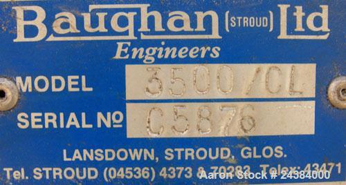 Used Baughan Stroud 1" Diameter Single Screw Extruder, Model 3500/CL. Approximately 24:1 L/D ratio. 3 zone non-vented barrel, electrically heated, air cooled. Water cooled feed throat with hopper. Dr...