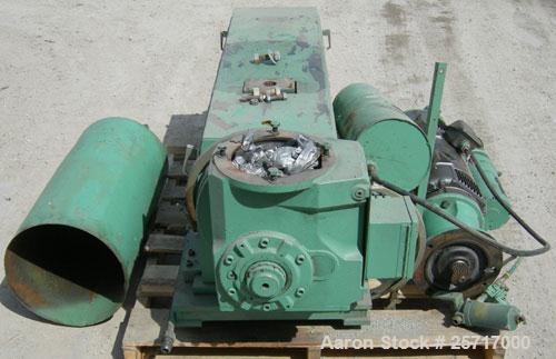 Used: 1-1/2" single screw co-extruder, driven by a 10 hp DC gearmotor and a control panel with an Emerson electrostat drive. Reportedly built 1989.