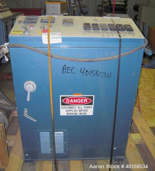 Used Akron 1 3/4" Single Screw Extruder, Model M-PAK175, approximately 24 to 1 L/D ratio. Electrically heated, air cooled 3 zone non-vented barrel. Water cooled feed throat with a lump breaker, no ho...