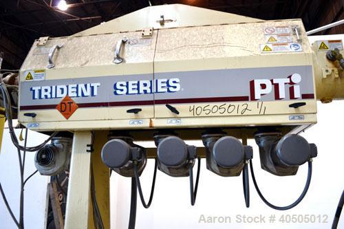 Used PTI Processing Technologies 2-1/2” Trident Series Single Screw Extruder, Model 2500. Approximate 32 to 1 L/D ratio. 5 Zone non-vented barrel electrically heated, air cooled. Water cooled feed th...