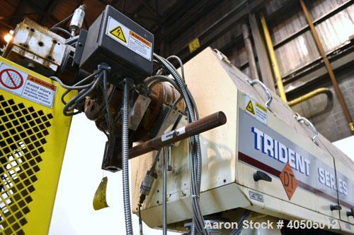 Used PTI Processing Technologies 2-1/2” Trident Series Single Screw Extruder, Model 2500. Approximate 32 to 1 L/D ratio. 5 Zone non-vented barrel electrically heated, air cooled. Water cooled feed th...