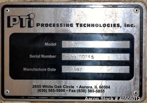 Used PTI Processing Technologies 2-1/2” Trident Series Single Screw Extruder, Model 2500. Approximate 32 to 1 L/D ratio. 5 Zone non-vented barrel electrically heated, air cooled. Water cooled feed th...