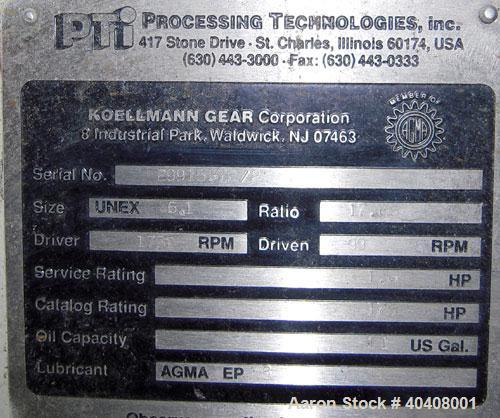 Used PTI 3.5" Trident Series Single Screw Extruder, Model 3500. Approximate 30 to 1 L/D ratio. 5 zone electrically heated, air cooled non-vented barrel. Water cooled feed throat, with hopper. Approxi...