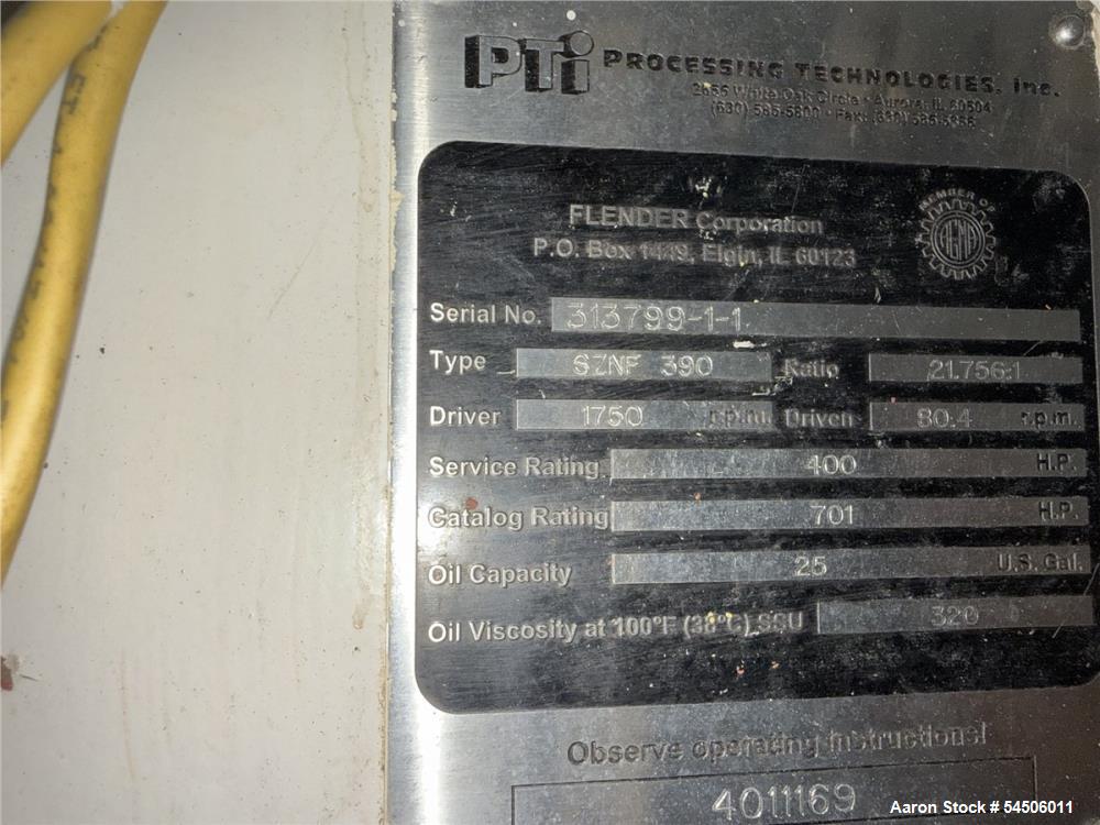 Used PTI 6000 6" Single Screw Extruder – 400 HP, 30:1 L/D, WEG Drive & Flender Gearbox