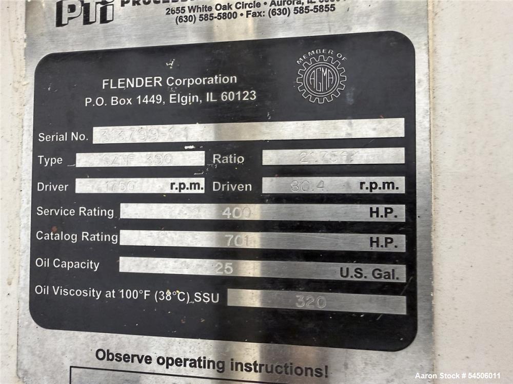 Used PTI 6000 6" Single Screw Extruder – 400 HP, 30:1 L/D, WEG Drive & Flender Gearbox