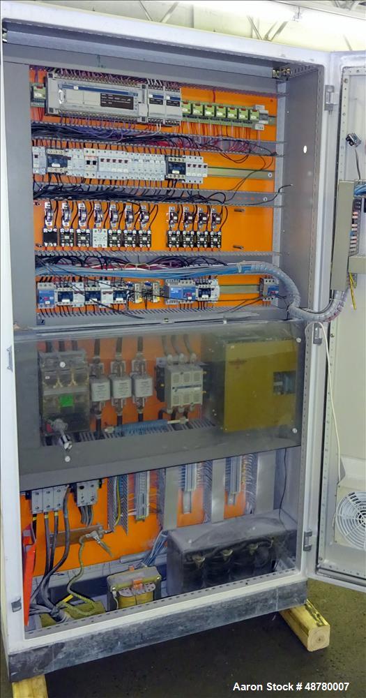 Used Paul Muller single screw extruder, type ELEK 60-36D. 2.34" (60 mm) dia. 36:1 L/D. (8) Total zones (7) barrel zones, electrically heated, air cooled (1) water cooled feed throat. Approximate 91" ...