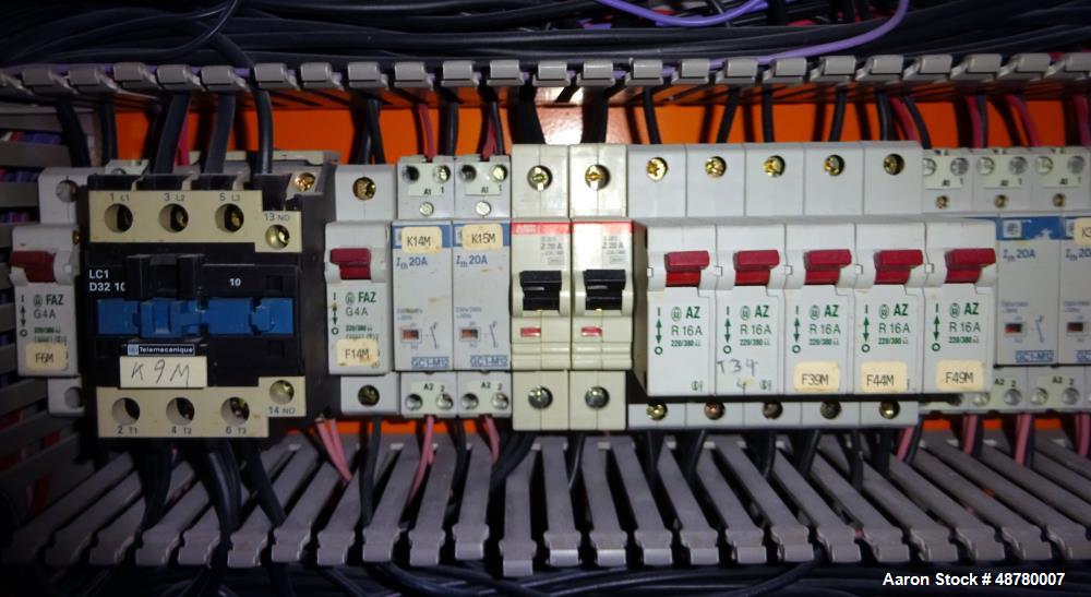 Used Paul Muller single screw extruder, type ELEK 60-36D. 2.34" (60 mm) dia. 36:1 L/D. (8) Total zones (7) barrel zones, electrically heated, air cooled (1) water cooled feed throat. Approximate 91" ...