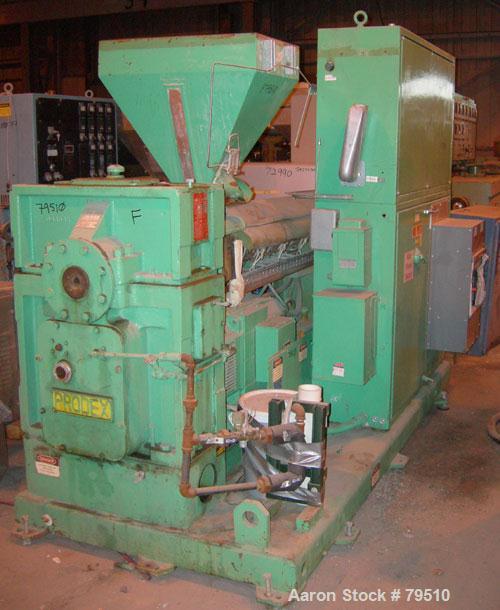 Used Prodex Extruder, 2 1/2" diameter, 30:1 L/D Ratio, Model TM2535U-30. Electrically heated and water cooled barrel. Side vented barrel.15.3:1 gearbox ratio with a model TM35 gearbox. Driven by a 75...