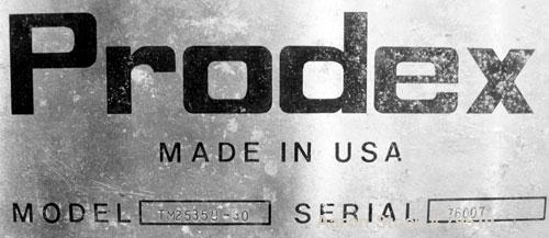 Used Prodex Extruder, 2 1/2" diameter, 30:1 L/D Ratio, Model TM2535U-30. Electrically heated and water cooled barrel. Side vented barrel.15.3:1 gearbox ratio with a model TM35 gearbox. Driven by a 75...