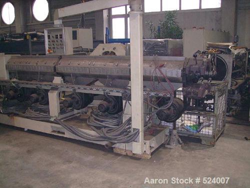 USED: Reifenhaeuser 5.9" extruder 30D, type RH4299-1-150-30WE. Screwdiameter 150 mm, driven by a 200 hp (315 kW) motor, max rpm 70. Heating and cooling unit AWF140-12. Automatic screen changer SF130,...