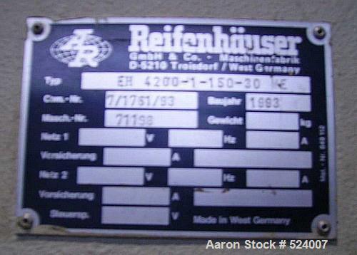 USED: Reifenhaeuser 5.9" extruder 30D, type RH4299-1-150-30WE. Screwdiameter 150 mm, driven by a 200 hp (315 kW) motor, max rpm 70. Heating and cooling unit AWF140-12. Automatic screen changer SF130,...