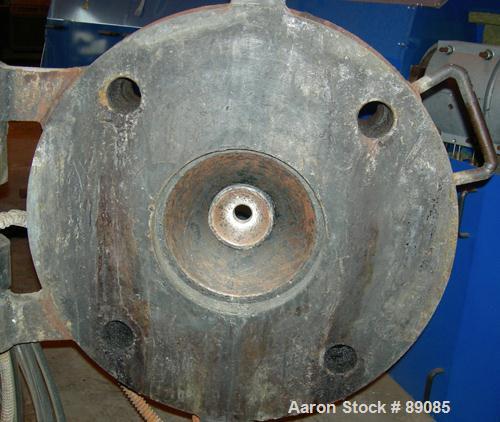 Used Royal 10" Single Screw Dump Extruder, Approximate 6 to 1 L/D ratio, cored screw, (2) zone jacketed barrel. 11" x 12" jacketed feed throat with chute. Approximate 42" centerline height, swing awa...