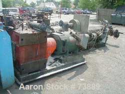 USED: Sterling model EP5 4.5" low boy horizontal extruder with 30:1L/D ratio. Machine has non-vented air cooled barrel with water cooledfeed throat, driven by 250 hp Electrostat DC motor and Wer driv...