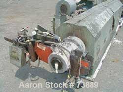 USED: Sterling model EP5 4.5" low boy horizontal extruder with 30:1L/D ratio. Machine has non-vented air cooled barrel with water cooledfeed throat, driven by 250 hp Electrostat DC motor and Wer driv...