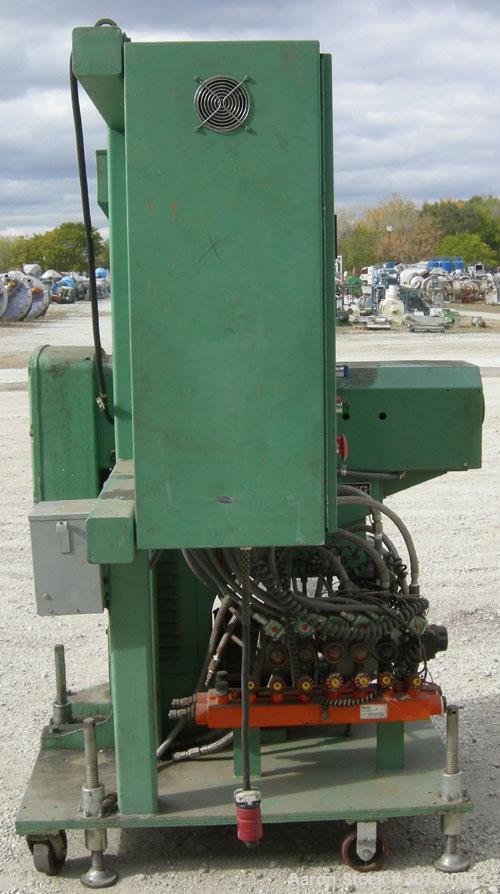 Used Sterling Extruder Corp 1-1/2'' Single Screw Extruder. Approximately 24 to 1 L/D ratio. Electrically heated, water cooled 4 zone non-vented barrel, no water system. Water cooled feed throat with ...