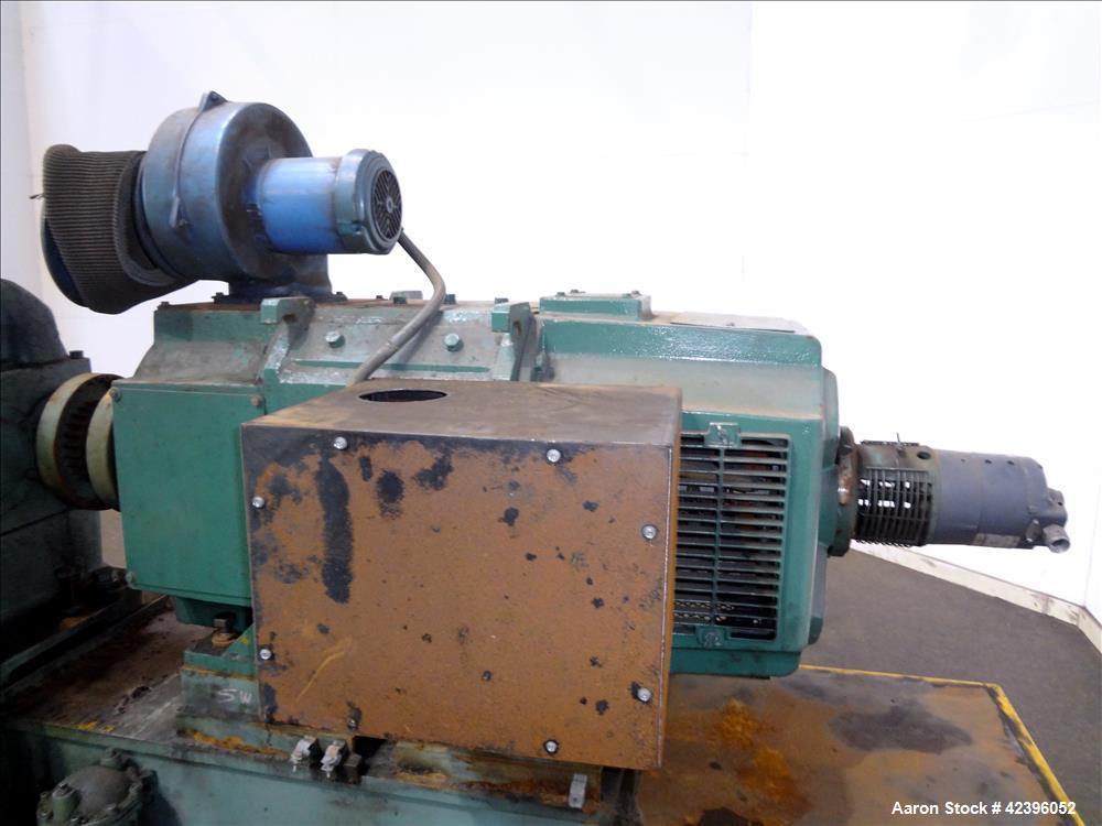 Used Sterling 6" extruder, 32:1 L/D, electrically heated, water cooled barrel with circulation system, jacketed feed section, 51" center line height, 400 hp dc motor with scr controller, 17.212:1 gea...