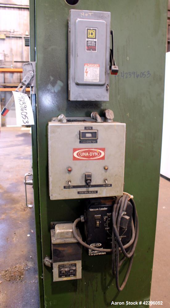 Used Sterling 6" extruder, 32:1 L/D, electrically heated, water cooled barrel with circulation system, jacketed feed section, 51" center line height, 400 hp dc motor with scr controller, 17.212:1 gea...