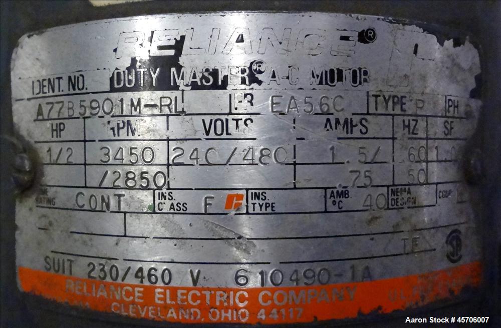 Used Sterling 2.5" Single Screw Extruder. 24 to 1 L/D Ratio. Electrically heated, air cooled 4 zone non-vented barrel. Water cooled feed throat, no hopper, approximate 43.5" center-line height. Drive...