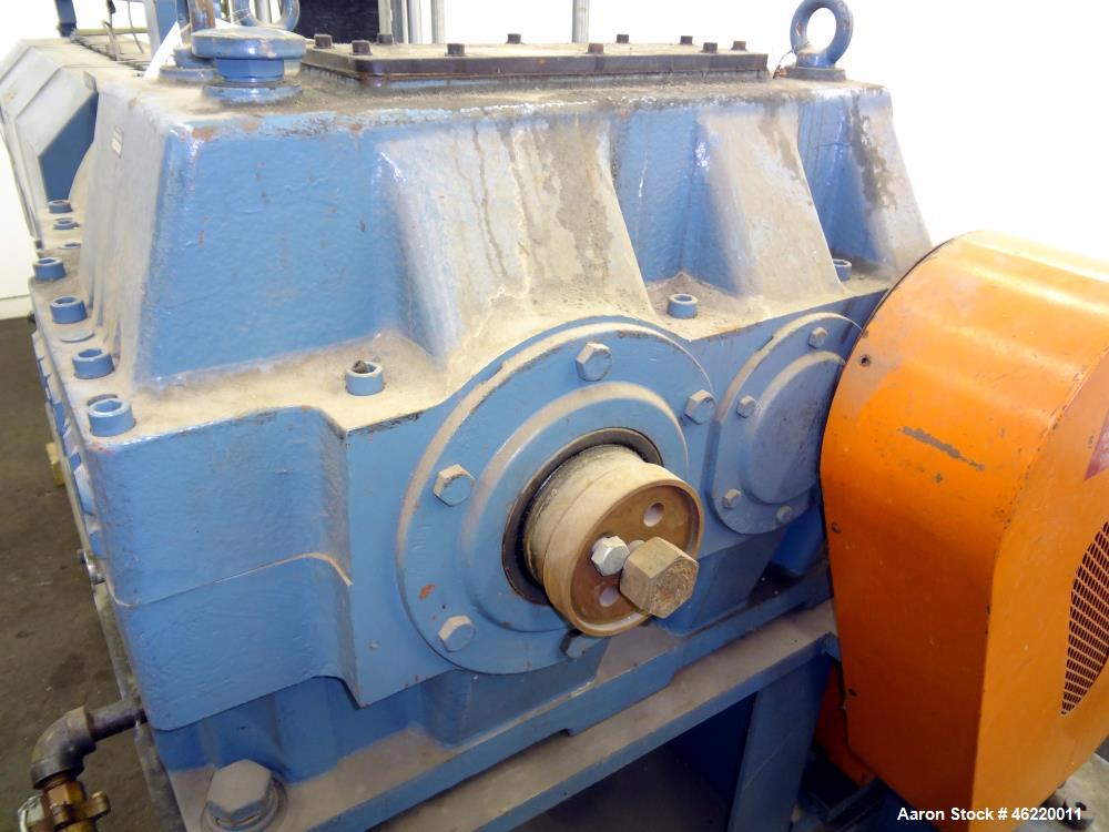 Used Sterling 2.5" Single Screw Extruder, 24:1 L/D Ratio (NO SCREW). Electrically heated, water and air cooled 4 zone non-vented barrel. Water cooled feed throat with hopper. Approximately 41.5" cent...