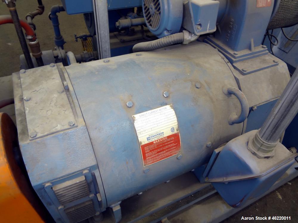 Used Sterling 2.5" Single Screw Extruder, 24:1 L/D Ratio (NO SCREW). Electrically heated, water and air cooled 4 zone non-vented barrel. Water cooled feed throat with hopper. Approximately 41.5" cent...