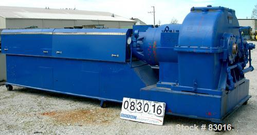 USED: Sterling 8" Single Screw Extruder, approximate 20:1 L/D ratio. Electrically heated, air cooled non-vented barrel, no screw. Water cooled feed throat, no hopper. Requires an approximate 450 hp m...