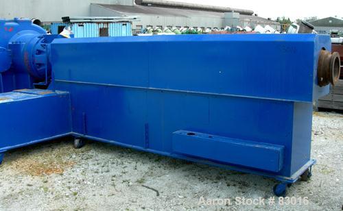USED: Sterling 8" Single Screw Extruder, approximate 20:1 L/D ratio. Electrically heated, air cooled non-vented barrel, no screw. Water cooled feed throat, no hopper. Requires an approximate 450 hp m...