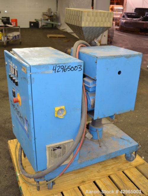 Used Theysohn 3/4’’ Single Screw Co-Extruder. Approximate 20 to 1 L/D ratio. Electrically heated, air cooled 3 zone non-vented barrel. Water cooled feed throat with hopper. Driven by a 2hp, 530 volt,...