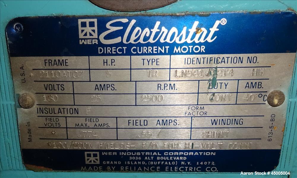 Used Welex 1-1/4" Single Screw Extruder, Model 1.250 20:1 N.V.R.H. 20:1 L/D. Electrically heated, air cooled. Driven by a 15hp DC motor.