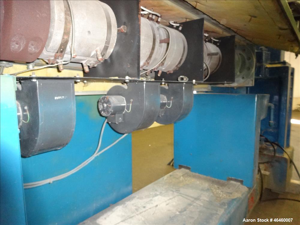 Used Welex 2.5" Single Screw Extruder, Model 250 30:1 VRH. 30 To 1 L/D ratio, electrically heated, air cooled 4 zone non-vented barrel, feed throat with hoppper with Maguire concentrate feeder model ...