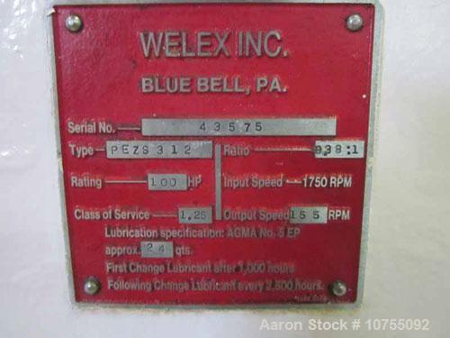 Used-Welex Model 250 30D 2.5" Extruder.30:1 L/D, 9.38:1 gearbox rated at 100 hp with a 1.25 service factor and 155 rpm outpu...