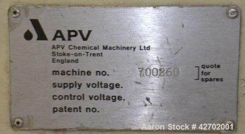 Used APV MP 2000 Series 50mm Twin Screw Extruder, MP 2050. Approximately 25:1 L/D ratio. Co-rotating side by side intermeshing screw design. Top vented electrically heated, water cooled split design ...